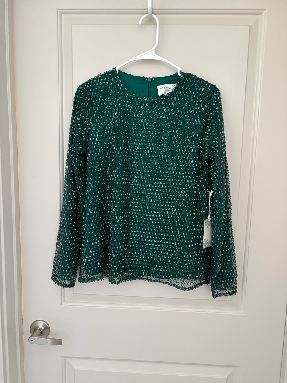 Tuckernuck Hyacinth House Gemma green beaded blouse NWT size S